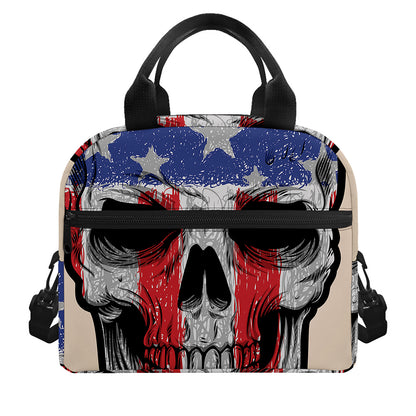 American Patriotic Skull Print Insulated Lunch Bag