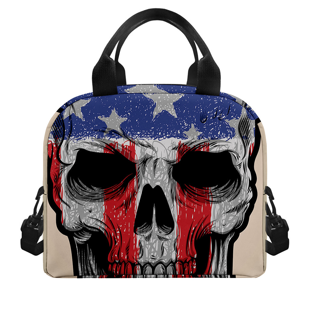 American Patriotic Skull Print Insulated Lunch Bag