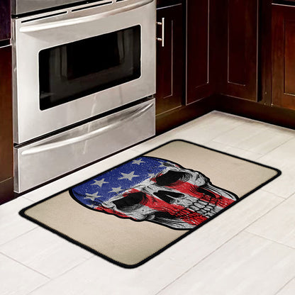 American Patriotic Skull Print Kitchen Mat