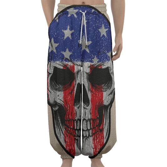 American Patriotic Skull Print Lantern Pants