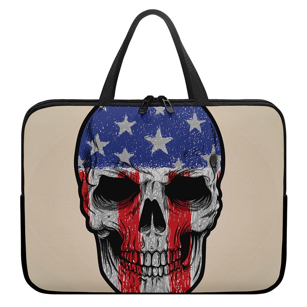 American Patriotic Skull Print Laptop Sleeve With Handle