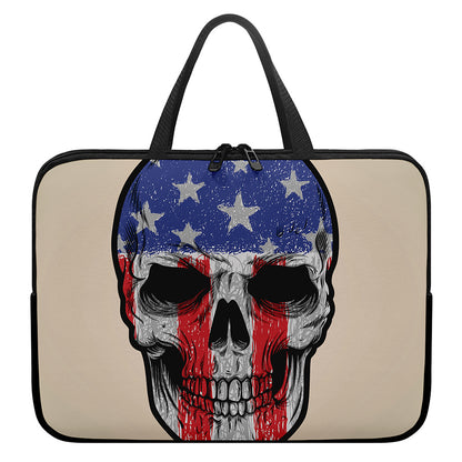American Patriotic Skull Print Laptop Sleeve With Handle
