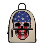 American Patriotic Skull Print Leather Backpack