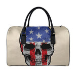 American Patriotic Skull Print Leather Duffle Bag
