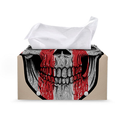 American Patriotic Skull Print Leather Tissue Box Cover