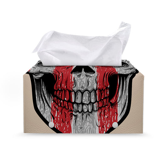 American Patriotic Skull Print Leather Tissue Box Cover