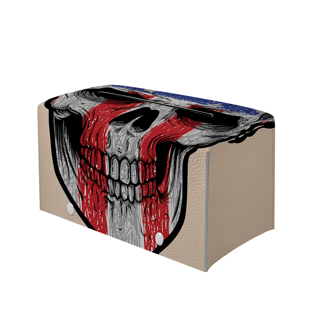 American Patriotic Skull Print Leather Tissue Box Cover
