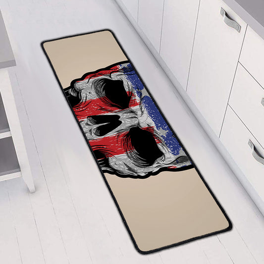 American Patriotic Skull Print Long Kitchen Mat