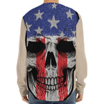 American Patriotic Skull Print Long Sleeve Baseball Jersey