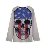 American Patriotic Skull Print Long Sleeve Short Coat