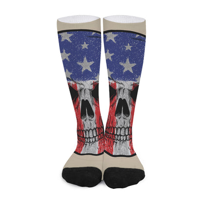 American Patriotic Skull Print Long Socks