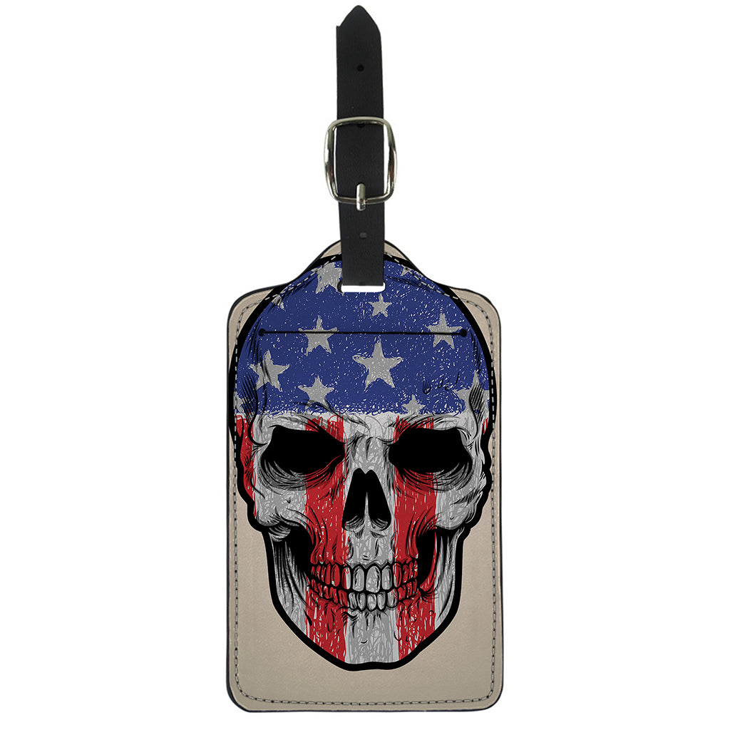 American Patriotic Skull Print Luggage Tag