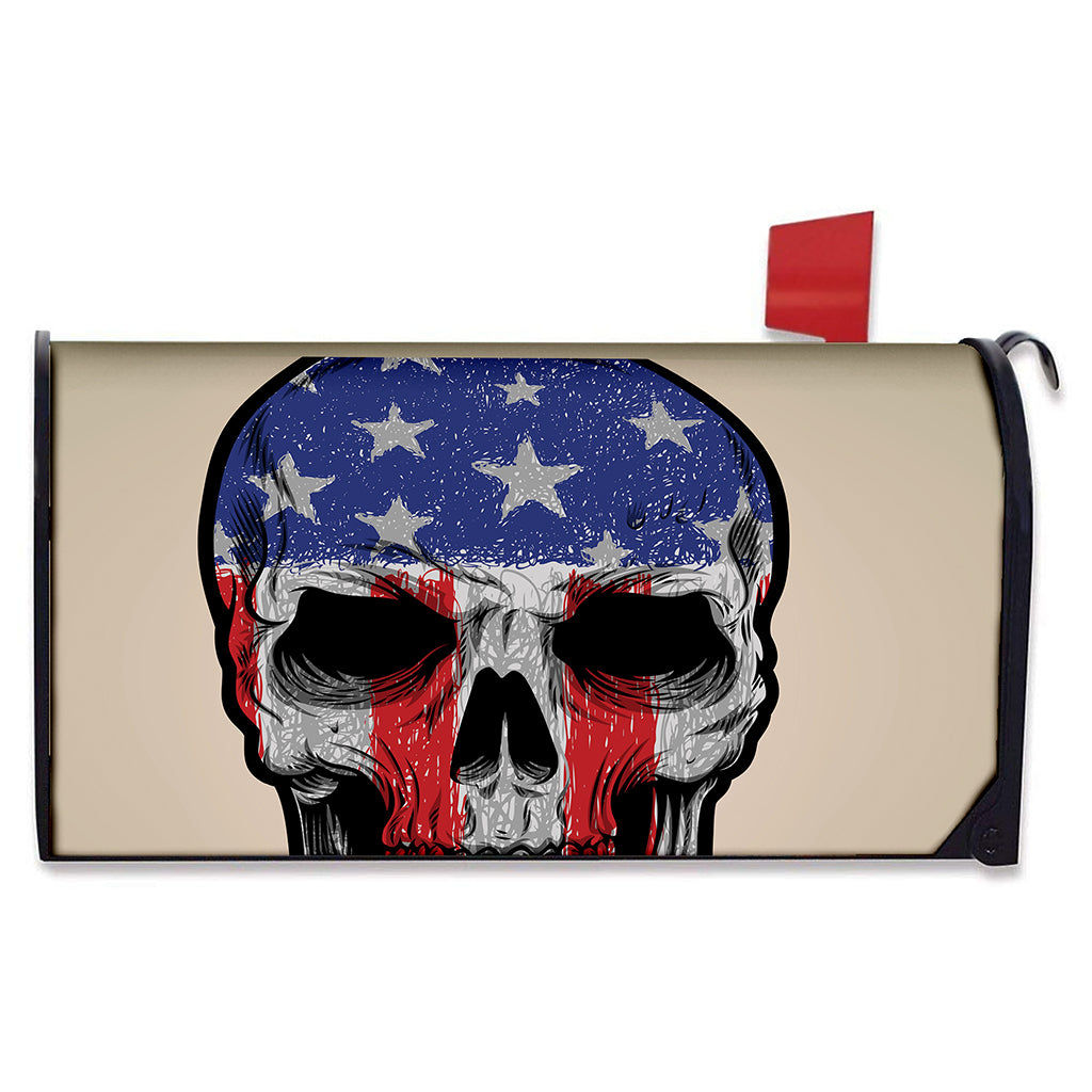 American Patriotic Skull Print Mailbox Cover