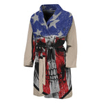 American Patriotic Skull Print Men's Bathrobe