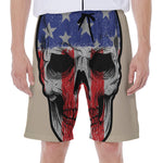 American Patriotic Skull Print Men's Beach Shorts