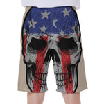 American Patriotic Skull Print Men's Beach Shorts
