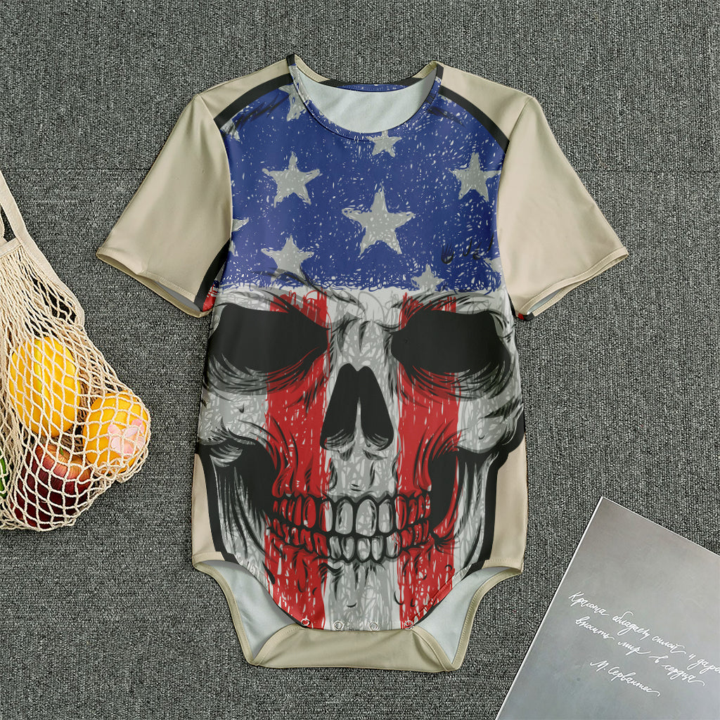 American Patriotic Skull Print Men's Bodysuit