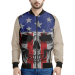 American Patriotic Skull Print Men's Bomber Jacket