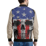 American Patriotic Skull Print Men's Bomber Jacket