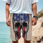 American Patriotic Skull Print Men's Cargo Shorts