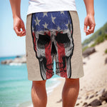 American Patriotic Skull Print Men's Cargo Shorts