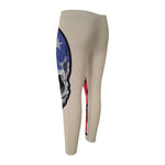 American Patriotic Skull Print Men's Compression Pants