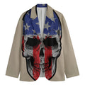 American Patriotic Skull Print Men's Cotton Blazer
