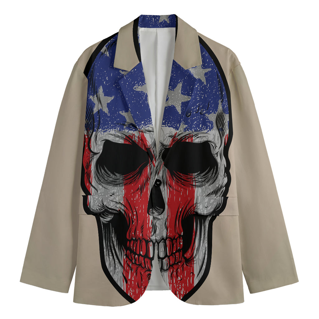 American Patriotic Skull Print Men's Cotton Blazer