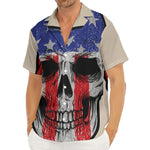 American Patriotic Skull Print Men's Deep V-Neck Shirt