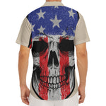 American Patriotic Skull Print Men's Deep V-Neck Shirt