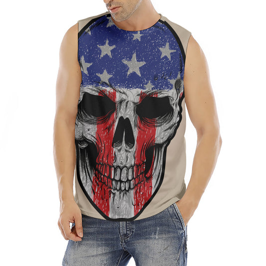 American Patriotic Skull Print Men's Fitness Tank Top
