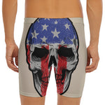 American Patriotic Skull Print Men's Long Boxer Briefs