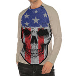 American Patriotic Skull Print Men's Long Sleeve Rash Guard