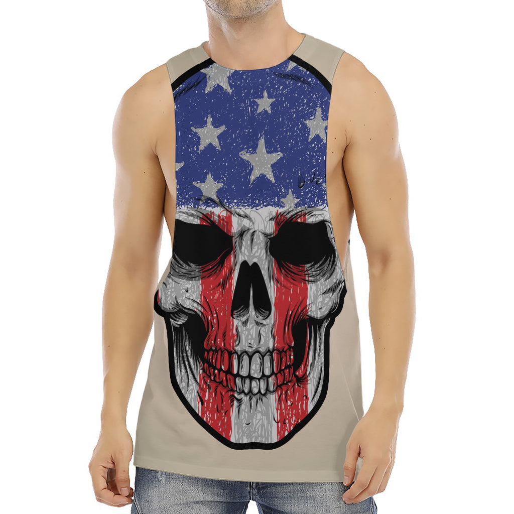 American Patriotic Skull Print Men's Muscle Tank Top