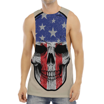 American Patriotic Skull Print Men's Muscle Tank Top