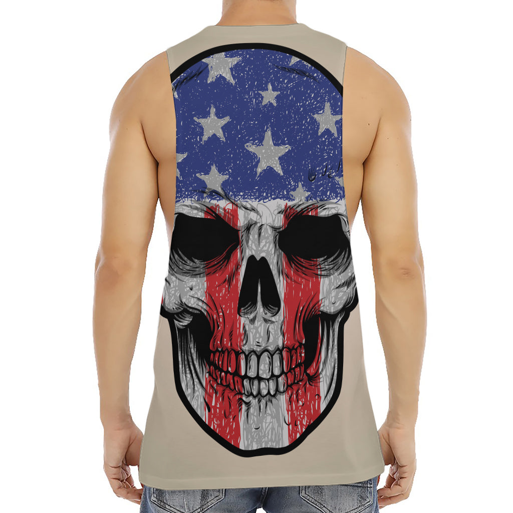 American Patriotic Skull Print Men's Muscle Tank Top