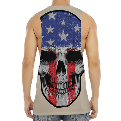 American Patriotic Skull Print Men's Muscle Tank Top