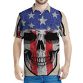 American Patriotic Skull Print Men's Polo Shirt