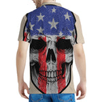 American Patriotic Skull Print Men's Polo Shirt