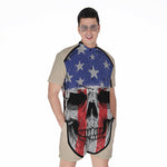 American Patriotic Skull Print Men's Rompers