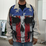 American Patriotic Skull Print Men's Shirt Jacket
