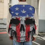 American Patriotic Skull Print Men's Shirt Jacket