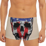 American Patriotic Skull Print Men's Short Boxer Briefs