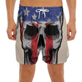American Patriotic Skull Print Men's Split Running Shorts