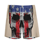 American Patriotic Skull Print Men's Sports Shorts