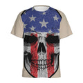 American Patriotic Skull Print Men's Athletic T-Shirt