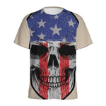 American Patriotic Skull Print Men's Sports T-Shirt