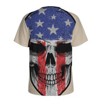 American Patriotic Skull Print Men's Sports T-Shirt
