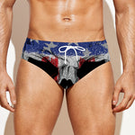 American Patriotic Skull Print Men's Swim Briefs