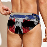 American Patriotic Skull Print Men's Swim Briefs